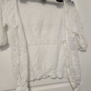American Rag White Button Down Lace Top